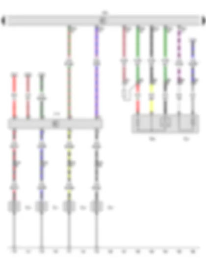 Wiring Diagram  VW AMAROK 2012 - Lambda probe - Automatic glow period control unit - Engine control unit - Glow plug 1 - Glow plug 2 - Glow plug 3 - Glow plug 4