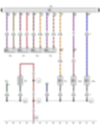 Wiring Diagram  VW AMAROK 2014 - Engine control unit - Injector - cylinder 1 - Injector - cylinder 2 - Injector - cylinder 3 - Injector - cylinder 4 - Charge pressure control solenoid valve - Heater element for crankcase breather - Exhaust flap valve - Exhaust gas recirculation cooler changeover valve - Fuse 41 on fuse holder C