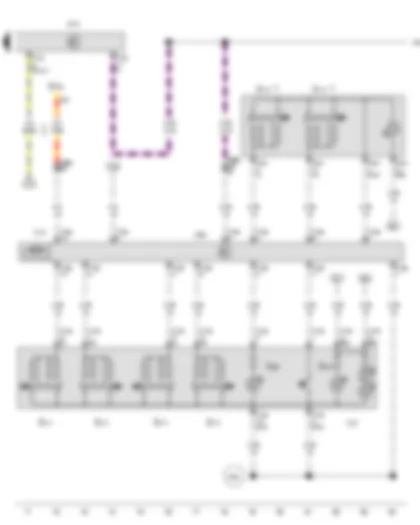 Wiring Diagram  VW AMAROK 2013 - Front driver side window regulator button - Rear driver side window regulator button - in driver door - Rear passenger side window regulator button - in driver door - Front passenger side window regulator button - in driver door - Driver door control unit - Onboard supply control unit - Fuse 48 on fuse holder C - Driver side window regulator motor