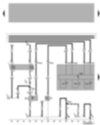 Электросхемa  VW BORA 1999 - Комбинация приборов - визуальная и звуковая системы контроля за давлением масла - датчик скорости - контрольная лампа температуры ОЖ и сигнализатора низкого уровня ОЖ