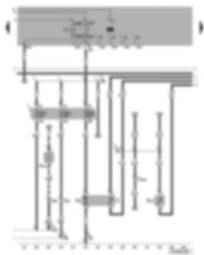 Электросхемa  VW BORA 1999 - Нагревательный резистор системы вентиляции картера двигателя - топливный насос - датчик уровня топлива - датчик сигнализатора низкого уровня охлаждающей жидкости