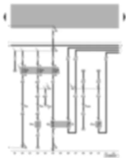 Электросхемa  VW BORA 1999 - Топливный насос - датчик уровня топлива - датчик сигнализатора низкого уровня охлаждающей жидкости - нагревательный резистор системы вентиляции картера двигателя