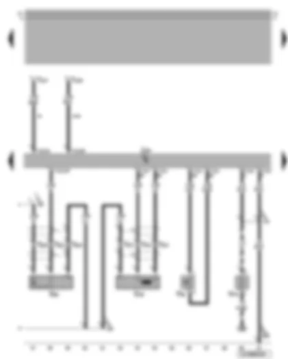 Электросхемa  VW BORA 1999 - Блок управления Motronic - датчик числа оборотов двигателя - датчик детонации II - датчик давления в контуре усилителя рулевого управления - нагревательный резистор системы вентиляции картера двигателя
