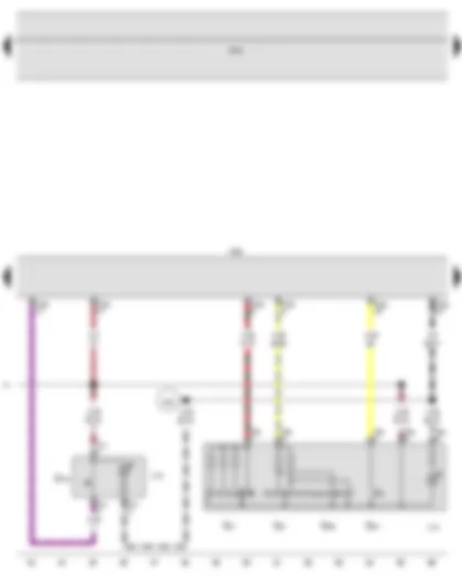 Wiring Diagram  VW BORA 2007 - Mirror adjustment switch - Mirror adjustment changeover switch - Exterior mirror heater button - Fold-in mirror switch - Fuel tank flap release button - Driver door control unit - Onboard supply control unit