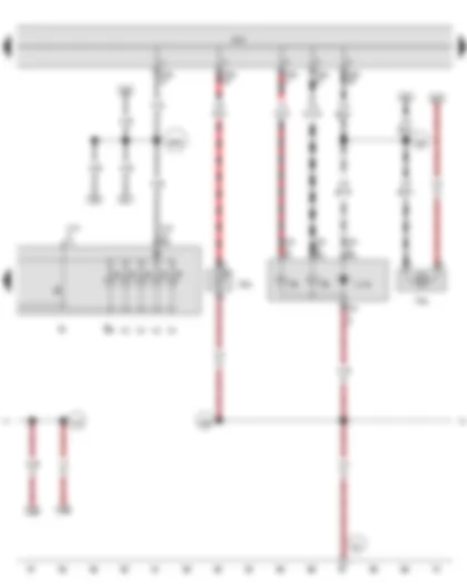 Wiring Diagram  VW BORA 2009 - Light switch - Fog light switch - Onboard supply control unit - Light switch illumination bulb - Left LED module for daytime running light and side light - Rear left turn signal bulb - Left brake light bulb - High-level brake light bulb