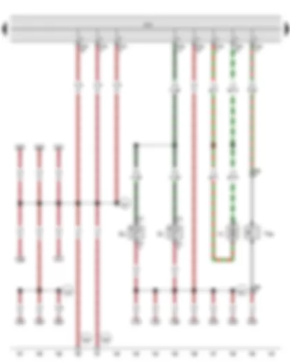 Wiring Diagram  VW BORA 2009 - Bonnet contact switch - Onboard supply control unit - Washer pump - Left washer jet heater element - Right washer jet heater element