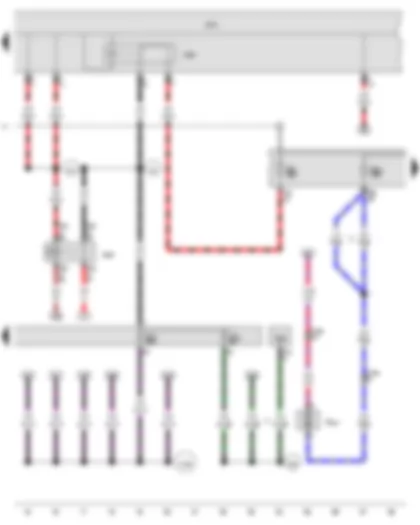 Wiring Diagram  VW BORA 2009 - Terminal 15 voltage supply relay - Onboard supply control unit - Terminal 50 voltage supply relay - Magnetic clutch for supercharger