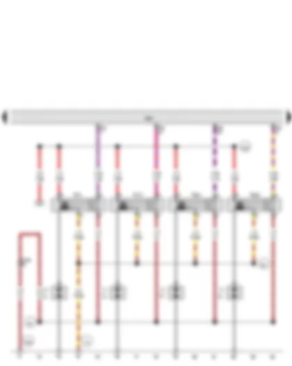 Wiring Diagram  VW BORA 2009 - Engine control unit - Ignition coil 1 with output stage - Ignition coil 2 with output stage - Ignition coil 3 with output stage - Ignition coil 4 with output stage - Spark plugs