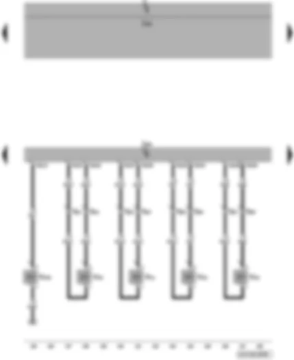 Электросхемa  VW BORA 2010 - Блок управления двигателя - форсунки цилиндров 1 - 2 - 3 - 4 - регулятор давления топлива