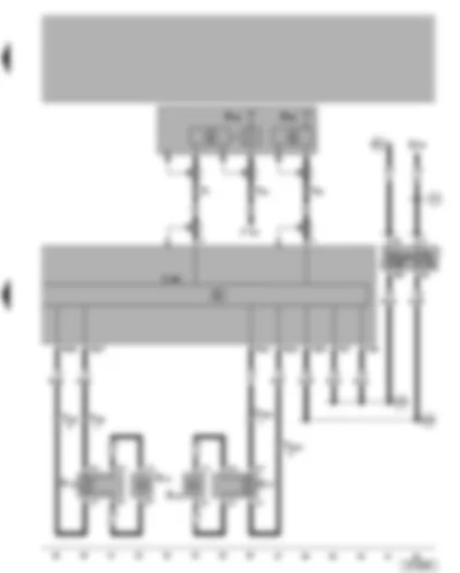 Wiring Diagram  VW BORA 1998 - Control unit with display unit for radio and navigation - rear loudspeakers - aerial for radio/telephone - aerial for navigation (GPS)