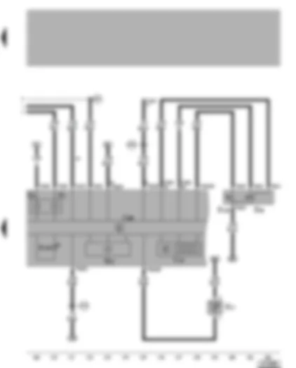 Электросхемa  VW BORA 1999 - Комбинация приборов - указатель температуры ОЖ - указатель уровня топлива - многофункциональный дисплей - указатель наружной температуры - спидометр - диагностический разъём