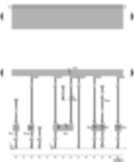 Электросхемa  VW BORA 1999 - Блок управления Motronic - датчик температуры охлаждающей жидкости - клапан системы изменения геометрии впускного коллектора - датчик Холла - датчик температуры во впускном коллекторе - нагревательный резистор системы вентиляции картера двигателя