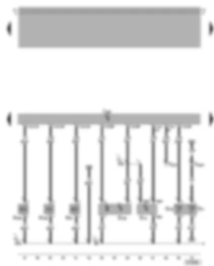 Wiring Diagram  VW BORA 2002 - Motronic control unit - coolant temperature sender - Hall sender - charge air pressure sender - charge pressure control solenoid valve - turbocharger air recirculation valve - inlet camshaft control valve 1