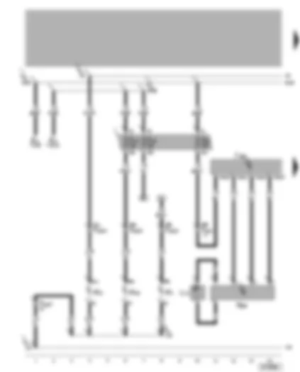 Wiring Diagram  VW BORA 2005 - Gas discharge light control unit with headlight range control left - left gas discharge light control unit - left gas discharge (xenon) bulb - left headlight main beam bulb - left side light bulb - front left turn signal bulb