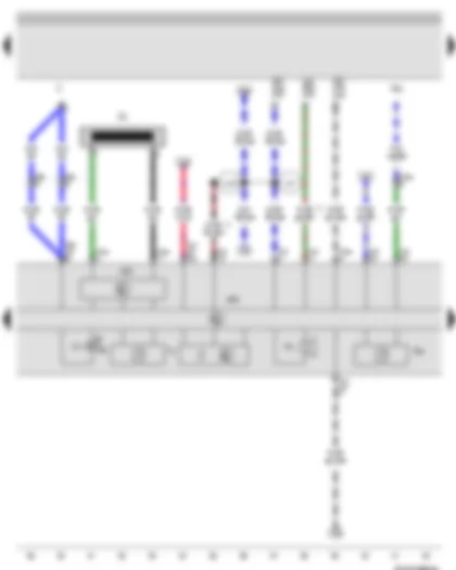 Wiring Diagram  VW BORA 2008 - Immobiliser reader coil - Rev. counter - Speedometer - Buzzer and gong - Control unit in dash panel insert - Immobiliser control unit - Immobiliser warning lamp - Trip counter