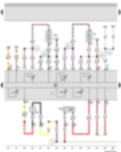 Wiring Diagram  VW BORA 2008 - Bonnet contact switch - Control unit in dash panel insert - Main beam warning lamp - Rear fog light warning lamp - Trailer operation warning lamp - Brake pad warning lamp - Brake system warning lamp - Fuse 22 in fuse holder - Fuse 23 in fuse holder