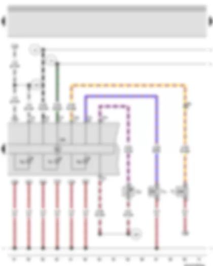 Wiring Diagram  VW BORA 2008 - Handbrake warning switch - Brake fluid level warning contact - Windscreen washer fluid level sender - Control unit in dash panel insert - Left turn signal warning lamp