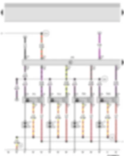 Wiring Diagram  VW BORA 2004 - Motronic control unit - Ignition coil 1 with output stage - Ignition coil 2 with output stage - Ignition coil 3 with output stage - Ignition coil 4 with output stage - Spark plug connector - Spark plugs