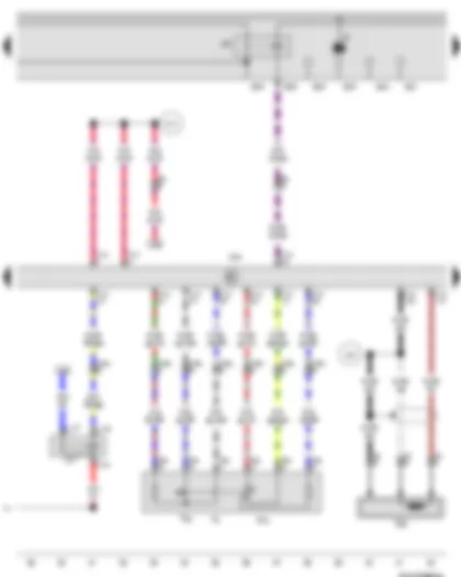 Wiring Diagram  VW BORA 2003 - Kickdown switch - Idling speed switch - Engine speed sender - Accelerator position sender - Glow plug relay - Diesel direct injection system control unit - Terminal 30 voltage supply relay