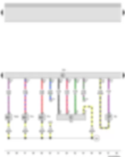 Wiring Diagram  VW BORA 2003 - Air mass meter - Fuel temperature sender - Diesel direct injection system control unit - Exhaust gas recirculation valve - Charge pressure control solenoid valve - Variable intake manifold flap changeover valve