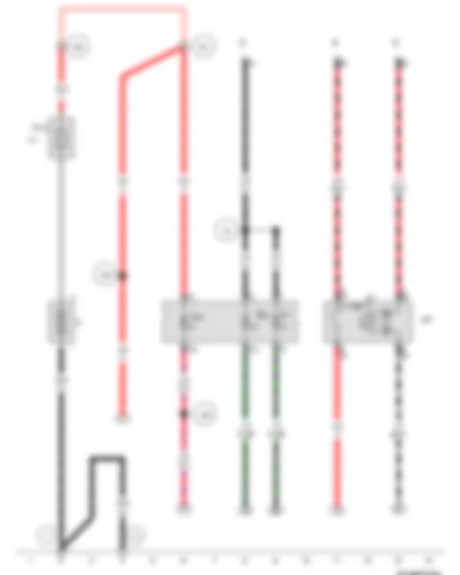 Wiring Diagram  VW BORA 2008 - Battery - Starter - Ignition/starter switch - Starter inhibitor relay - Fuse 15 in fuse holder - Fuse 4 (30) - in battery fuse holder