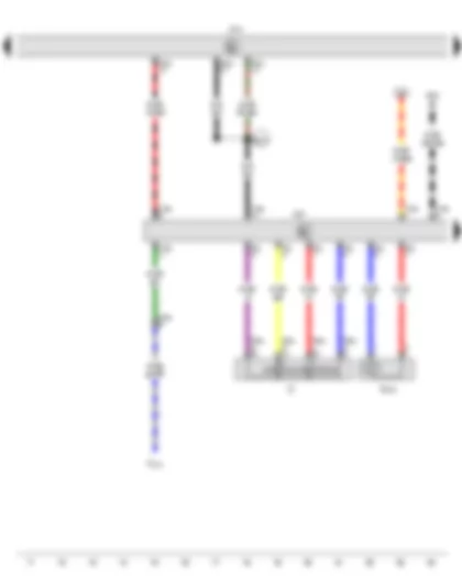 Wiring Diagram  VW CADDY 2011 - Ignition/starter switch - Onboard supply control unit - Steering column electronics control unit - Ignition key withdrawal lock solenoid