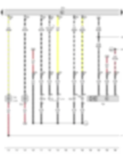 Wiring Diagram  VW CADDY 2012 - Onboard supply control unit - Left fog light bulb - Left cornering light bulb - Left daytime running light bulb - Left side light bulb - Front left turn signal bulb - Left turn signal repeater bulb - Left headlight dipped beam bulb - Left headlight main beam bulb - Left headlight range control motor