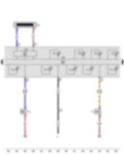 Wiring Diagram  VW CADDY 2011 - Immobiliser reader coil - Handbrake warning switch - Brake fluid level warning contact - Control unit in dash panel insert - Bulb failure warning lamp