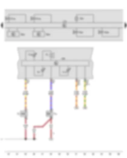 Wiring Diagram  VW CADDY 2011 - Handbrake warning switch - Brake fluid level warning contact - ABS control unit - Control unit in dash panel insert - ABS warning lamp - Brake system warning lamp - ESP and TCS warning lamp