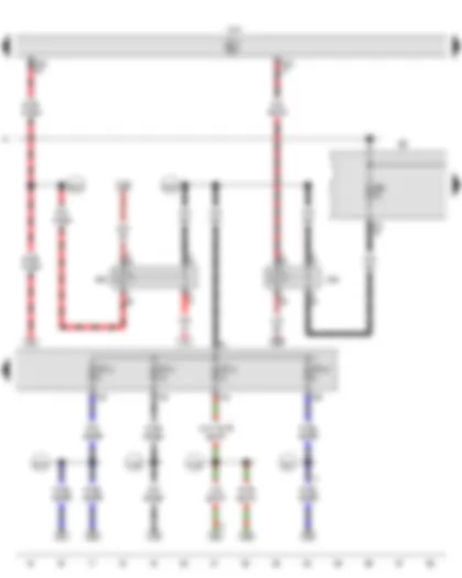 Wiring Diagram  VW CADDY 2011 - Terminal 15 voltage supply relay - Onboard supply control unit - Terminal 50 voltage supply relay - Fuse holder B - Fuse 10 on fuse holder C - Fuse 13 on fuse holder C - Fuse 14 on fuse holder C - Fuse 16 on fuse holder C