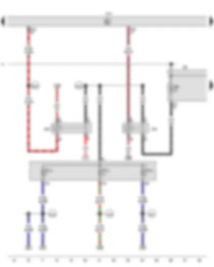 Wiring Diagram  VW CADDY 2013 - Terminal 15 voltage supply relay - Onboard supply control unit - Terminal 50 voltage supply relay - Fuse holder B - Fuse 10 on fuse holder C - Fuse 14 on fuse holder C - Fuse 16 on fuse holder C