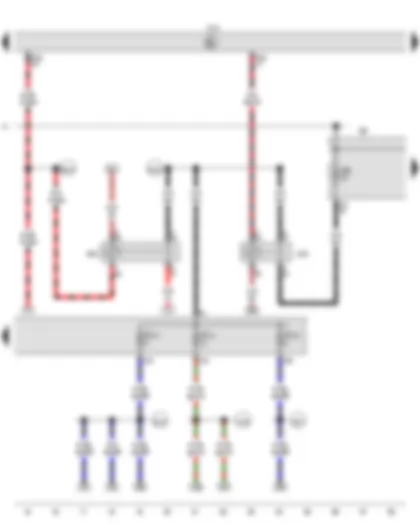 Wiring Diagram  VW CADDY 2015 - Terminal 15 voltage supply relay - Onboard supply control unit - Terminal 50 voltage supply relay - Fuse holder B - Fuse 10 on fuse holder C - Fuse 14 on fuse holder C - Fuse 16 on fuse holder C