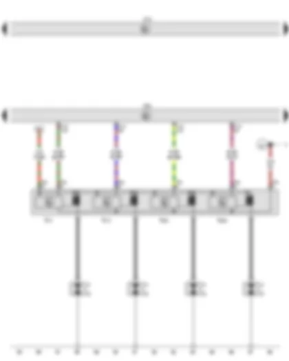 Wiring Diagram  VW CADDY 2015 - Onboard supply control unit - Engine control unit - Ignition coil 1 with output stage - Ignition coil 2 with output stage - Ignition coil 3 with output stage - Ignition coil 4 with output stage - Spark plugs