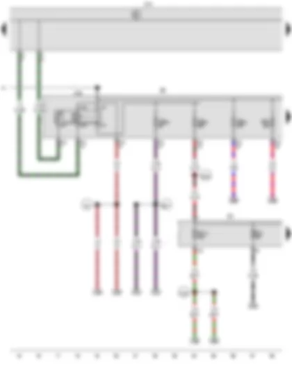 Wiring Diagram  VW CADDY 2005 - Terminal 15 voltage supply relay - Onboard supply control unit - Fuse holder B - Fuse holder C