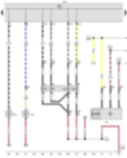 Wiring Diagram  VW CADDY 2005 - Onboard supply control unit - Left fog light bulb - Front left turn signal bulb - Left turn signal repeater bulb - Left headlight dipped beam bulb - Left headlight range control motor