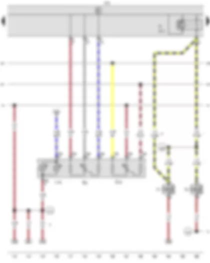 Wiring Diagram  VW CADDY 2004 - Switch and instrument illumination regulator - Headlight range control regulator - Treble horn - Bass horn - Dual tone horn relay - Horn relay - Onboard supply control unit