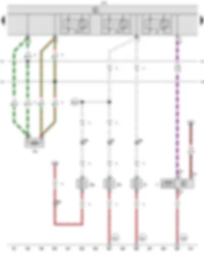 Wiring Diagram  VW CADDY 2004 - Heated rear window relay - Onboard supply control unit - Double washer pump relay 1 - Windscreen wiper motor - Windscreen and rear window washer pump