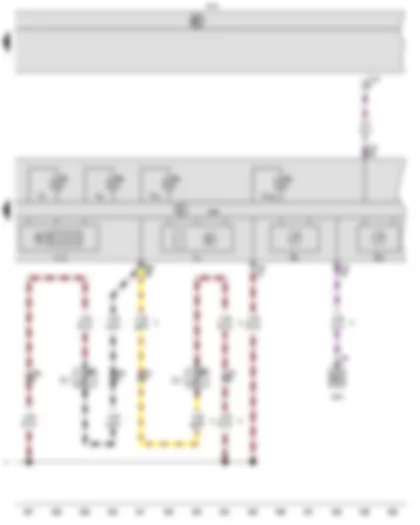 Wiring Diagram  VW CADDY 2005 - Rev. counter - Ambient temperature sensor - Speedometer - Multifunction indicator - Control unit in dash panel insert - Onboard supply control unit - Main beam warning lamp - Side light warning lamp - Trip counter