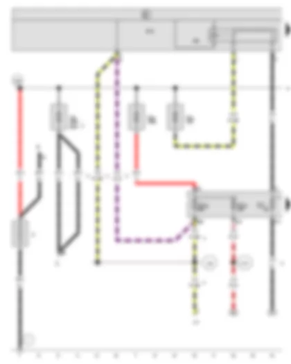 Wiring Diagram  VW CADDY 2005 - Battery - Fresh air blower relay - X-contact relief relay - Fuse 1 in fuse holder A - Fuse 6 in fuse holder A