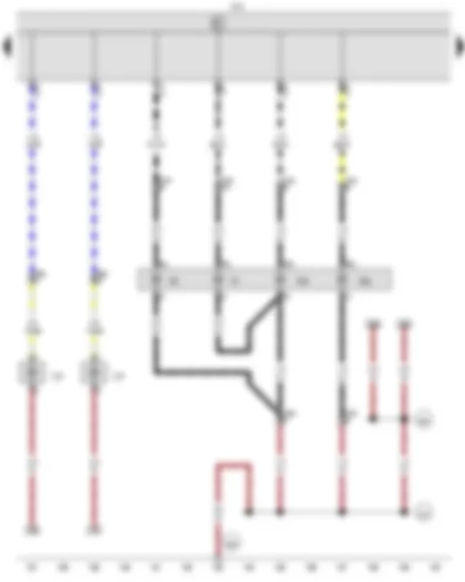 Wiring Diagram  VW CADDY 2006 - Onboard supply control unit - Left fog light bulb - Right fog light bulb - Front left turn signal bulb - Left headlight dipped beam bulb