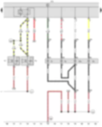 Wiring Diagram  VW CADDY 2006 - Treble horn - Bass horn - Onboard supply control unit - Front right turn signal bulb - Right headlight dipped beam bulb