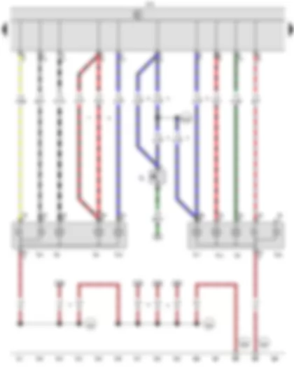 Wiring Diagram  VW CADDY 2007 - Reversing light switch - Onboard supply control unit - Left brake light bulb - Right brake light bulb - Left reversing light bulb - Right reversing light bulb