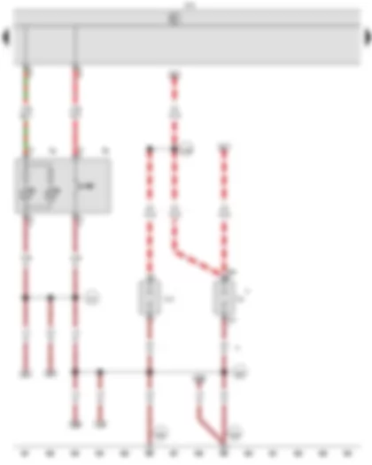 Wiring Diagram  VW CADDY 2006 - Hazard warning light switch - Onboard supply control unit - Indicator lamp for hazard warning light - 12 V socket - 12 V socket 2