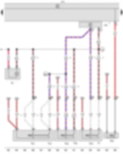 Wiring Diagram  VW CADDY 2006 - Rear lid release switch - Luggage compartment light switch - Rear right door contact switch - Rear left door contact switch - Bonnet contact switch - Right luggage compartment light switch - Convenience system central control unit - Onboard supply control unit - Luggage compartment light