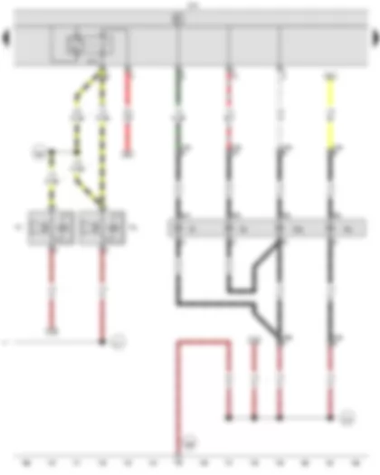 Wiring Diagram  VW CADDY 2007 - Treble horn - Bass horn - Onboard supply control unit - Front right turn signal bulb - Right headlight dipped beam bulb