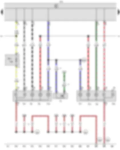 Wiring Diagram  VW CADDY 2007 - Reversing light switch - Onboard supply control unit - Left brake light bulb - Right brake light bulb - Left reversing light bulb - Right reversing light bulb - Fuse 17 on fuse holder C