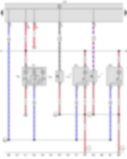 Wiring Diagram  VW CADDY 2007 - Rear right door contact switch for sliding door or side door - Rear left door contact switch for sliding door or side door - Onboard supply control unit - Front interior light - Front passenger reading light - Driver side reading light - Rear left interior light - Rear right interior light