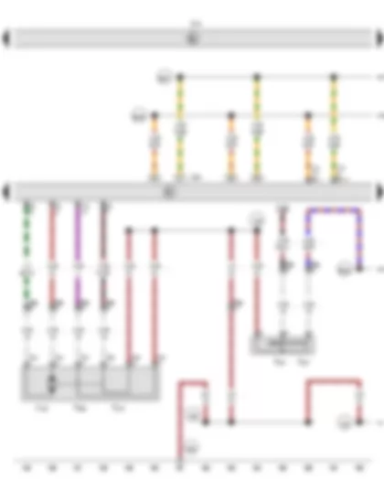 Wiring Diagram  VW CADDY 2006 - Rear lid central locking switch - Rear left door contact switch - Rear lid lock unit - Left luggage compartment light switch - Convenience system central control unit - Onboard supply control unit