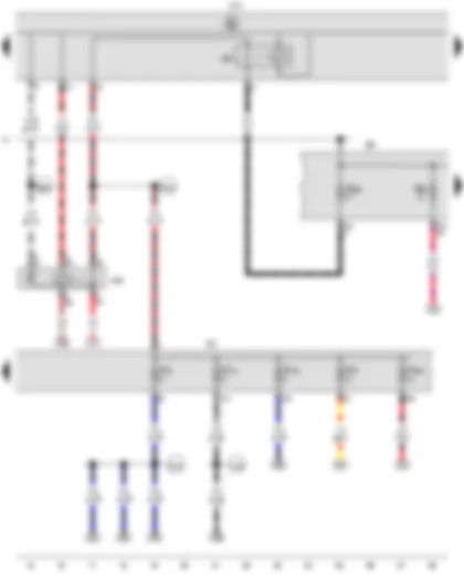 Wiring Diagram  VW CADDY 2007 - Onboard supply control unit - Terminal 15 voltage supply relay 2 - Terminal 50 voltage supply relay - Fuse holder B - Fuse holder C