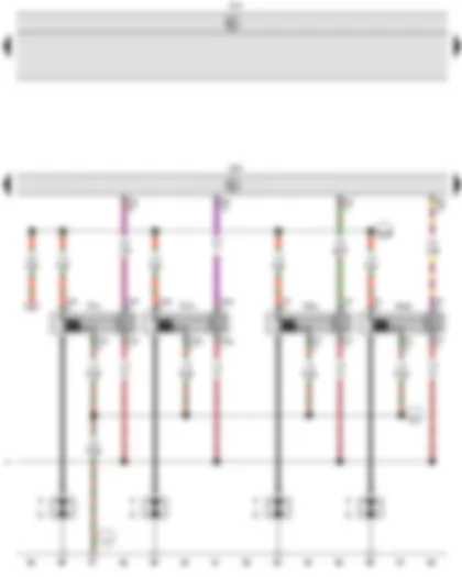 Wiring Diagram  VW CADDY 2007 - Onboard supply control unit - Engine control unit - Ignition coil 1 with output stage - Ignition coil 2 with output stage - Ignition coil 3 with output stage - Ignition coil 4 with output stage - Spark plugs